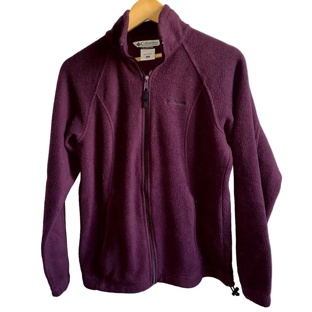 Columbia Fleece Jacket Women's Size Small Eggplant Cozy Zip Front !